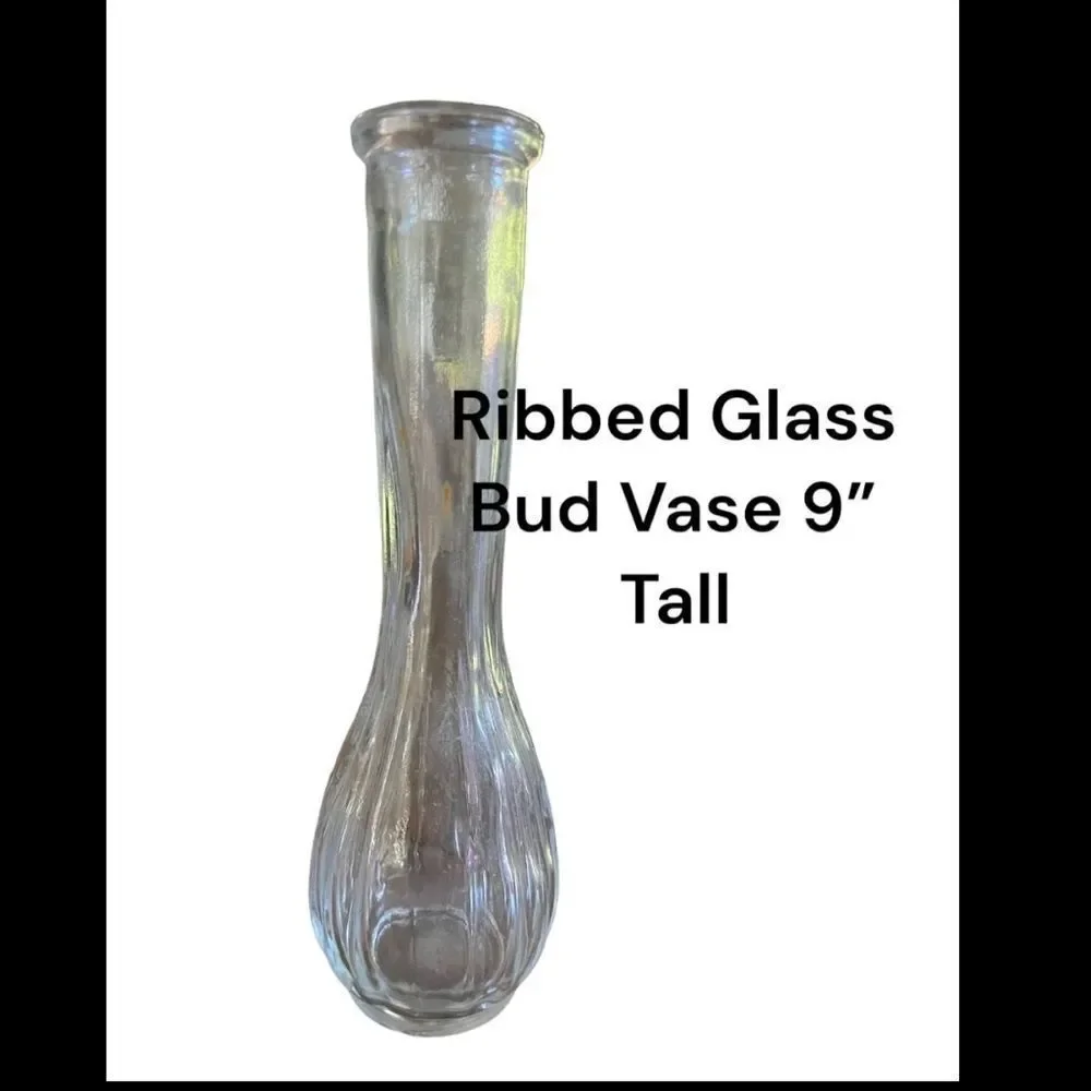 Glass Ribbed Bud Vase